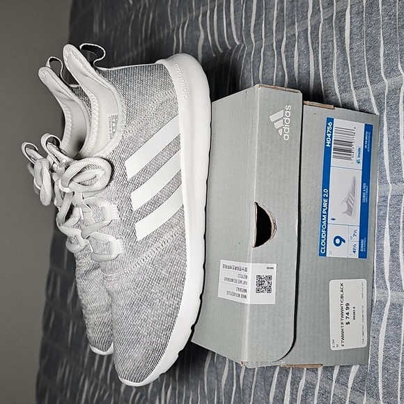 Adidas Women's Cloudfoam Pure 2.0 Light Gray and White Sneakers Size 9 - Picture 2 of 13